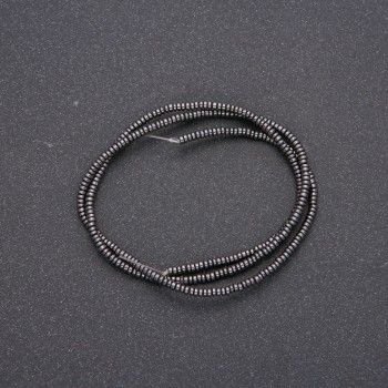 Hematite Beads on Thread Smooth Rondelle, Diameter 2.3x1.15mm (+-), Length 40cm