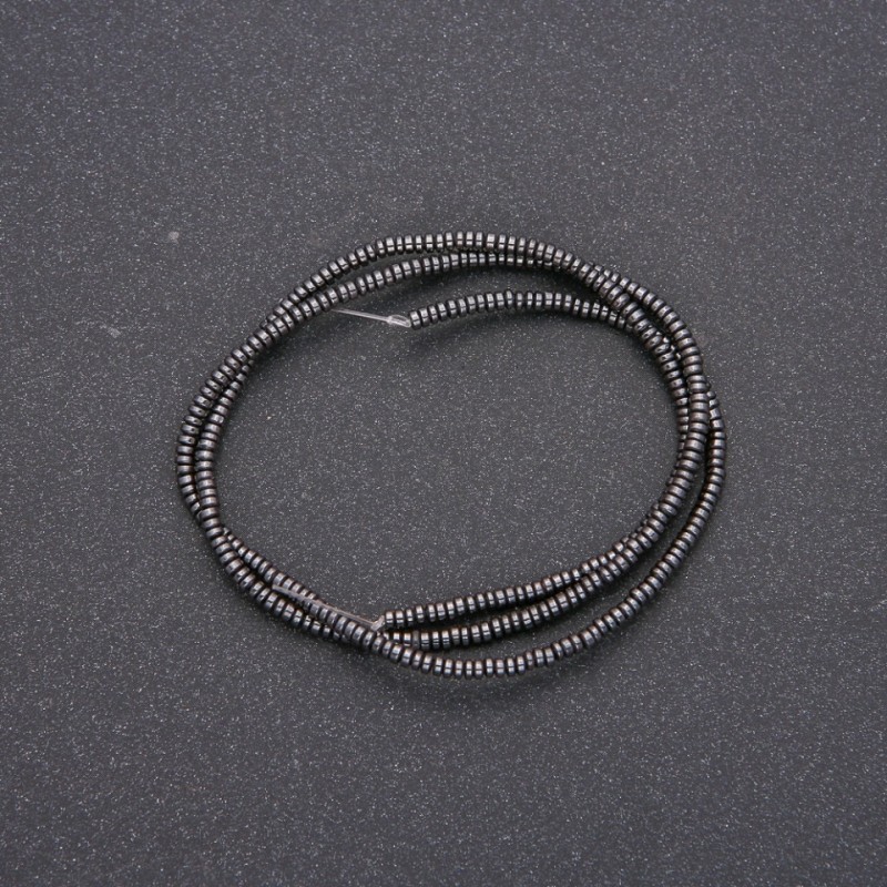 Hematite Beads on Thread Smooth Rondelle, Diameter 2.3x1.15mm (+-), Length 40cm