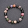 Natural Stone Bracelet Tourmaline on Elastic Band, Smooth Bead, Diameter 10(+-)mm, Circumference 18cm