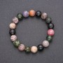 Natural Stone Bracelet Tourmaline on Elastic Band, Smooth Bead, Diameter 10(+-)mm, Circumference 18cm