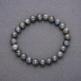 Natural Labradorite Stone Bracelet on Elastic, Smooth Bead, Diameter 8(+-)mm, 18cm Length