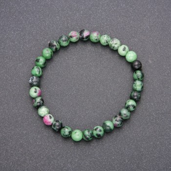 Natural Zoisite Stone Bracelet on Elastic, Smooth Bead, Diameter 6(+-)mm, 18cm Circumference