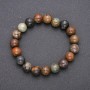 Natural Stone Multicolour Jasper Bracelet on Elastic, Smooth Round Beads, Diameter 10(+-)mm, Circumference 18cm