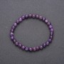 Natural Amethyst Stone Bracelet on Elastic, Smooth Bead, Diameter 6(+-)mm, Circumference 18cm