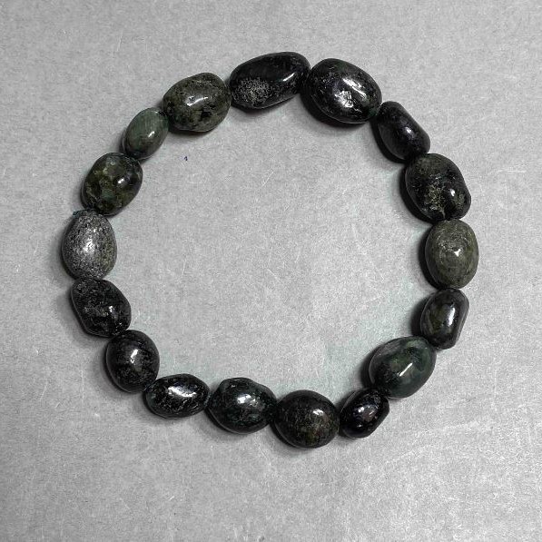 Natural Seraphinite Stone Bracelet on Elastic, Tumbled, Diameter 10x12(+-)mm, Length 18cm