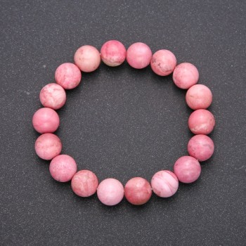 Natural Rhodochrosite Stone Bracelet on Elastic, Smooth Bead, Diameter 8(+-)mm, Length 18cm