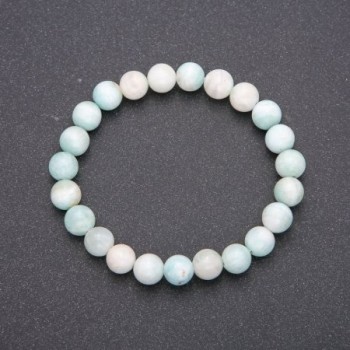 Natural Stone Larimar Bracelet on Elastic, Smooth Round Beads, Diameter 8(+-)mm, Circumference 18cm