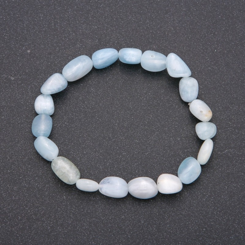 Natural Stone Aquamarine Bracelet on Elastic, Tumbled, Diameter 7x10(+-)mm, Circumference 18cm