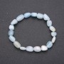 Natural Stone Aquamarine Bracelet on Elastic, Tumbled, Diameter 7x10(+-)mm, Circumference 18cm