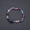 Natural Fluorite Stone Bracelet on Elastic, Tumbled, Diameter 7x9(+-)mm, Circumference 18cm