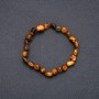 Natural Tiger's Eye Stone Bracelet on Elastic, Tumbled, Diameter 7x9(+-)mm, Circumference 18cm