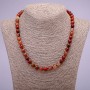 Necklace of natural Red Rutilated Quartz smooth round beads, diameter 8(+-)mm, length 45cm