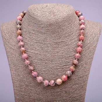 Natural Rhodochrosite Necklace, Smooth Round Beads, Diameter 10(+-)mm, Length 45cm