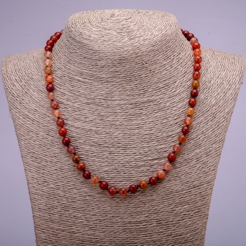 Natural Red Rutilated Quartz Necklace, Smooth Round Beads, Diameter 6(+-)mm, Length 45cm