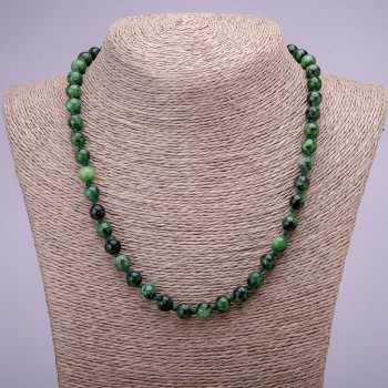 Natural Zoisite Stone Necklace, Smooth Bead, Diameter 8(+-)mm, Length 45cm