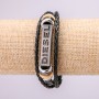 DIESTL Bracelet with Metal Insert, Length 19-21cm, Thickness 14mm, Black Eco-Leather with Metal Snap Clasp
