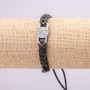 Bracelet with Metal Insert, Length 18-25cm, Thickness 11mm, Black Eco-Leather with Drawstring Clasp