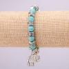 Turquoise Bracelet on Elastic, Diameter 8(+-)mm (Imitation), Length 18cm with Inserts and Elephant Pendant