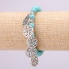 Turquoise Bracelet on Elastic, Diameter 8(+-)mm, Length 18cm with Inserts and Pendants