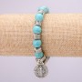 Turquoise Bracelet on Elastic, diameter 10(±)mm, length 18cm with inserts and Icon pendant