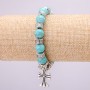 Turquoise Bracelet on Elastic, Diameter 10(+-)mm, Length 18cm with Inserts and Cross Charm