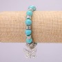 Turquoise Bracelet on Elastic, Diameter 10(+-)mm, Length 18cm with Inserts and Butterfly Charm