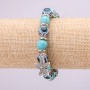Turquoise Amulet Bracelet with Blue Evil Eye Beads on Elastic, Diameter 10(+-)mm, Length 18cm with Inserts and Starfish Charm