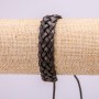 Bracelet, length 18-25cm, thickness 13mm, brown eco leather, drawstring