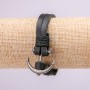 Anchor Bracelet with Metal Inserts, Length 21cm, Thickness 10mm, Black Eco Leather