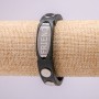 Bracelet with Metal Inserts, Length 21cm, Thickness 15mm, Black Rubber, with Clasp