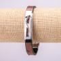 Bracelet with Metal Insert, 21cm Length, 10mm Thickness, Brown Eco-Leather, Clasp