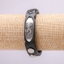 Bracelet with Metal Inserts, 21cm Length, 15mm Thickness, Black Rubber, Clasp