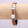 Bracelet with Metal Inserts, 21cm Length, 10mm Thickness, Brown Eco-Leather, Clasp