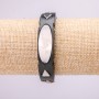 Bracelet with Metal Inserts, 21cm Length, 15mm Thickness, Black Rubber, Clasp