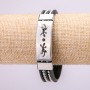 Bracelet with Metal Inserts, 21cm Length, 15mm Thickness, Black Rubber, Clasp