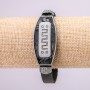 Bracelet with Metal Inserts, 21cm Length, 20mm Thickness, Black Eco-Leather, Clasp