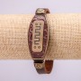 Bracelet with Metal Inserts, Length 16-24cm, Thickness 20mm, Brown Eco-Leather Strap