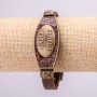 Bracelet with Metal Inserts, Length 16-24cm, Thickness 20mm, Brown Eco-Leather Strap