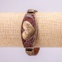 LOVE Bracelet with Metal Inserts, Length 16-24cm, Thickness 20mm, Brown Eco-Leather Strap