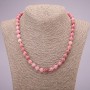 Natural Rhodochrosite Stone Necklace, Smooth Round Beads, Diameter 8(+-)mm, Length 45cm