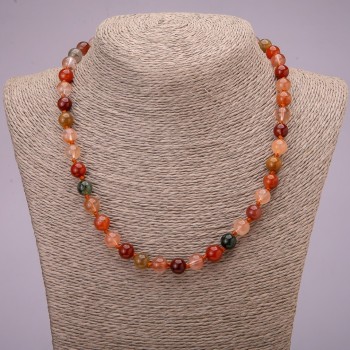 Natural Rutilated Quartz Assorted Necklace, Smooth Round Bead, Diameter 8(+-)mm, Length 45cm