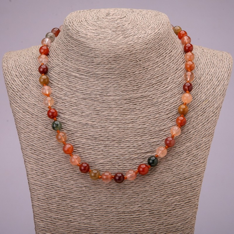 Natural Rutilated Quartz Assorted Necklace, Smooth Round Bead, Diameter 8(+-)mm, Length 45cm