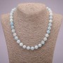 Natural Aquamarine Necklace, Smooth Round Bead, Diameter 10(+-)mm, Length 45cm