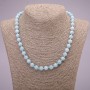 Natural Aquamarine Necklace, Smooth Round Bead, Diameter 8(+-)mm, Length 45cm