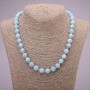 Natural Aquamarine Necklace, Smooth Round Bead, Diameter 10(+-)mm, Length 45cm