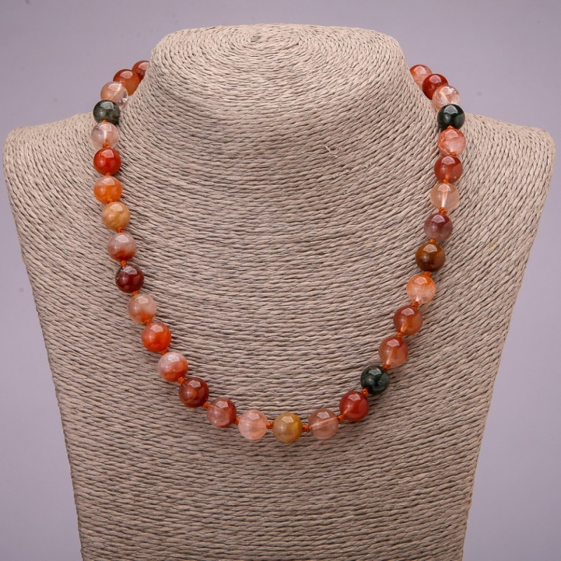 Natural Rutilated Quartz Necklace, Assorted, smooth round bead, diameter 10(+/-)mm, length 45cm