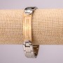 Stainless Steel Metal Bracelet with Clasp, Thickness 14mm, Length 21cm, Silver with Gold Colour