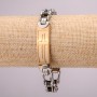 Stainless Steel Metal Bracelet with Clasp, Thickness 12mm, Length 21cm, Silver with Gold Colour
