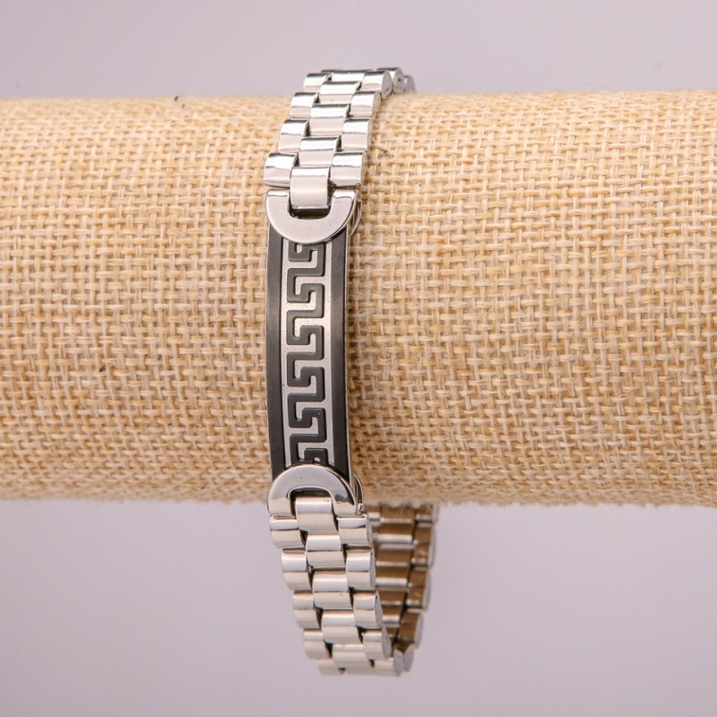 Stainless Steel Metal Bracelet with Clasp, Thickness 12mm, Length 21cm, Silver Colour