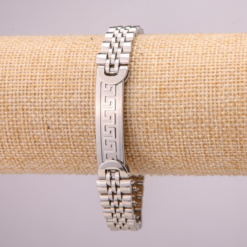 Stainless Steel Metal Bracelet with Clasp, Thickness 12mm, Length 21cm, Silver Colour